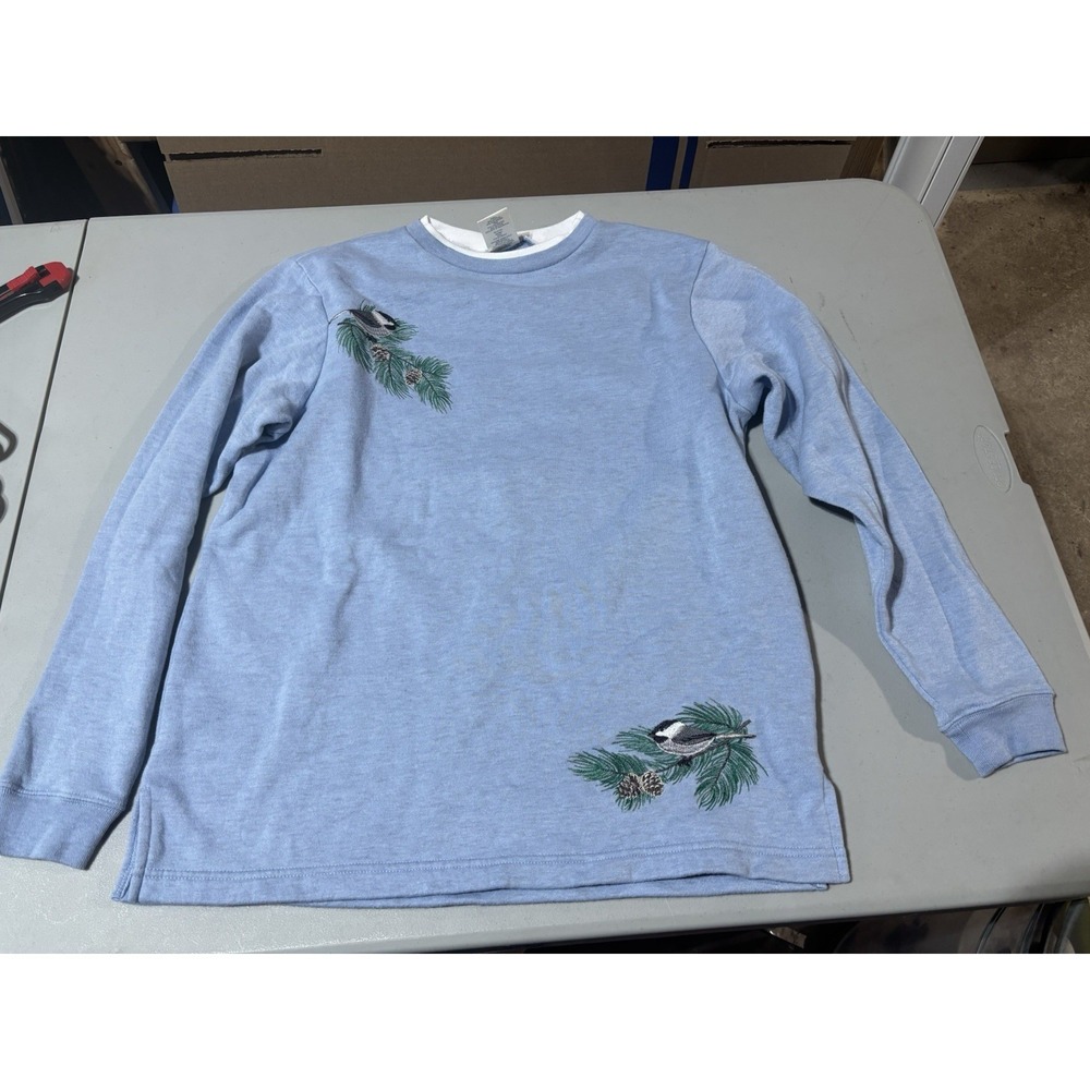 Y2K Blair Blue Bird Sweatshirt Embroidered Double Collar S‎ Cottagecore